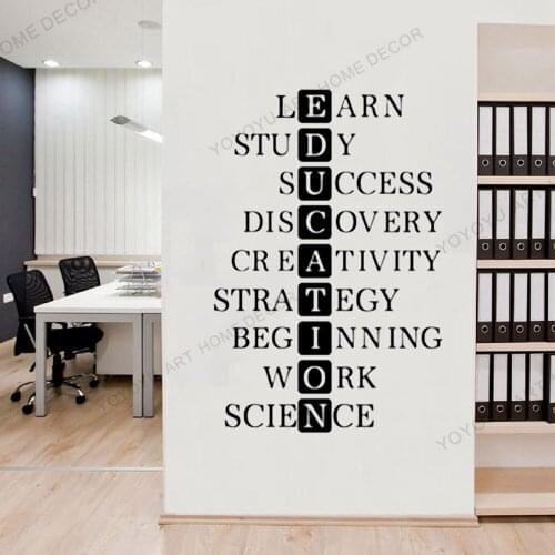 Education Design Wallpaper Mural Learn Study Success Motivational Quotes Wall Decal Vinyl Sticker School Classroom Decor rb691