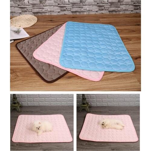 Dogs Summer Cooling Mat Pet Large Size Ice Silk Cool Bed Pet Cat Breathable Blanket Cushion Puppy Kitten Indoor Sofa Floor Mat