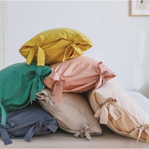 Letter Pillow Case Cotton Pillowcase Solid Pillow Cover Decorative Pillowcases Grey Yellow Pink Bedding Pillow Covers 2PCS