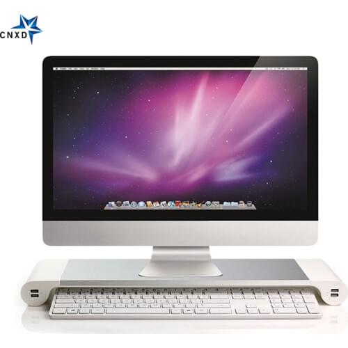 Laptop Stand PC Monitor Base Aluminium Monitor Riser Notebook Desktop Mount Non-slip Holder with USB Charging for MacBook