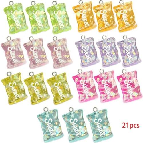 21/35Pcs Creative Mixed Colorful Sweet Candy Resin Charms for DIY Jewelry Making Keychain Necklace Bracelet Pendant