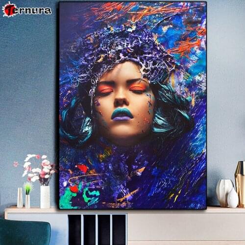 Full square round drill girl Color abstract beauty diy diamond painting diamond embroidery Cross Stitch puzzle decoration salon