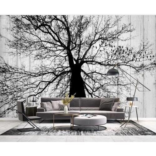 Custom mural 3d photo wallpaper Modern minimalist black and white big tree living room Home decor wallpaper for wall 3 d