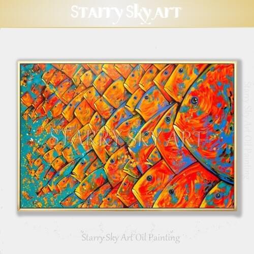 Pop Fine Art Hand-painted High Quality Modern Wall Art Turbot Fish Oil Painting on Canvas Funny Fishes Oil Painting for Kitchen