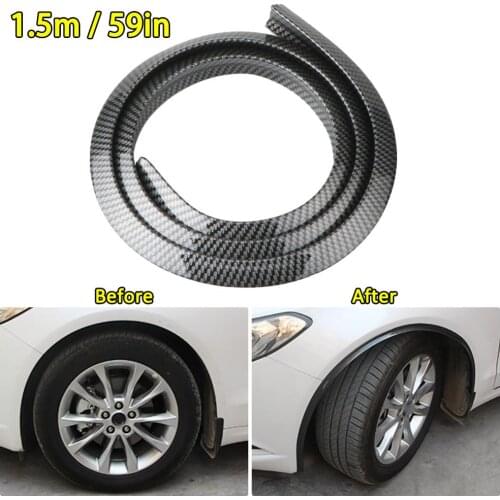 Durable 1.5M Universal Car SUV Wheel Rubber Eyebrow Protector Lip Arch Trim Fender Protector Strip Carbon Fiber Decorative Strip