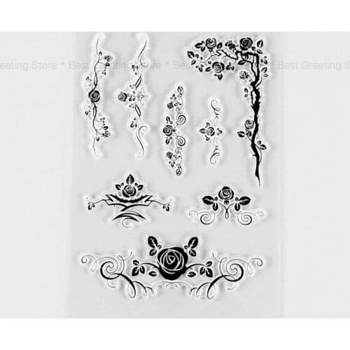 Rose banner stamps flower border scrapbooking stamps