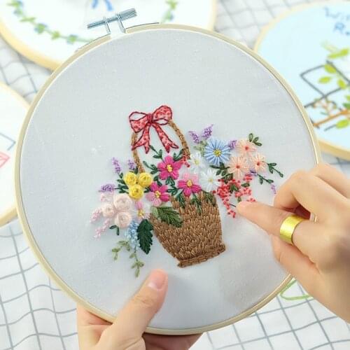 Needlework 3D Embroidery Patterns Flower Basket Kits DIY Sewing Painting Cross Stitching Sets Handmade Art Craft Gift Supply