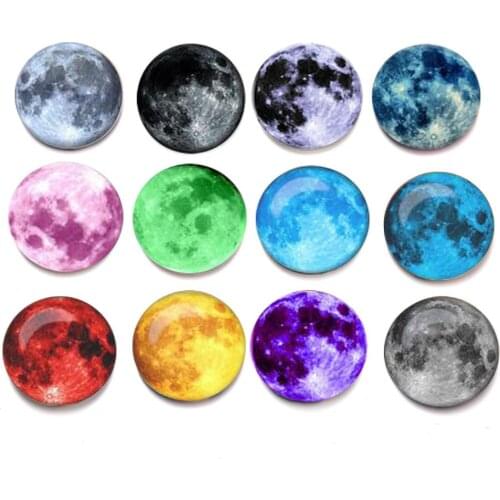 Luminous Nebula Glowing Moon Stars Planet fridge magnet Galaxy Solar system refrigerator magnets glass Cabochon Stickers decor