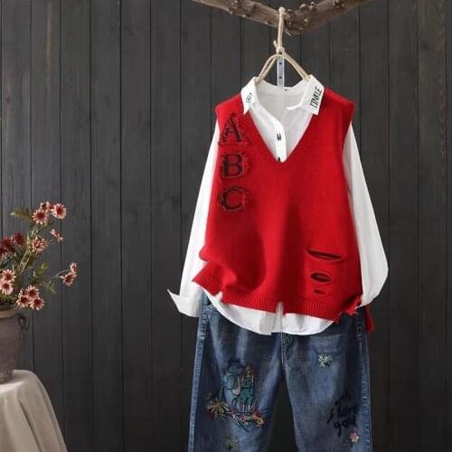 Свитер Womens Sweater 3D Letter Womens Vest Spring Autumn Vintage Clothes Oversize Vests For Women Fashion жилет свитер Top
