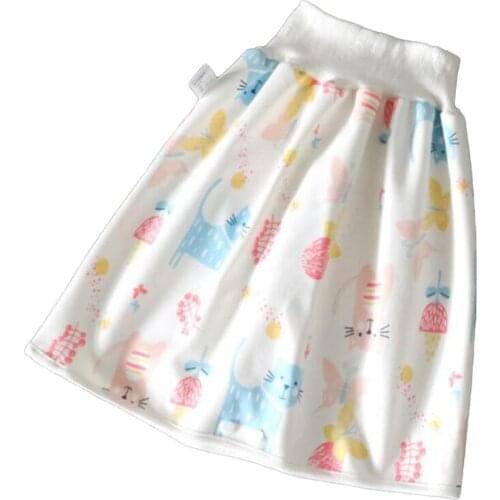 W3JF Sleeping Bed Pad Mattres Baby Waterproof Cotton Training Pants Portable Newborn Cloth Colorful Animal Print Diaper Skirt