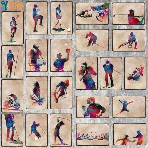 【YZFQ 】Skiing Sports Tin Sign Plaque Metal Vintage Wall Bar shop Living Room coffee shop Gym decor 30X20CM DU-7911B