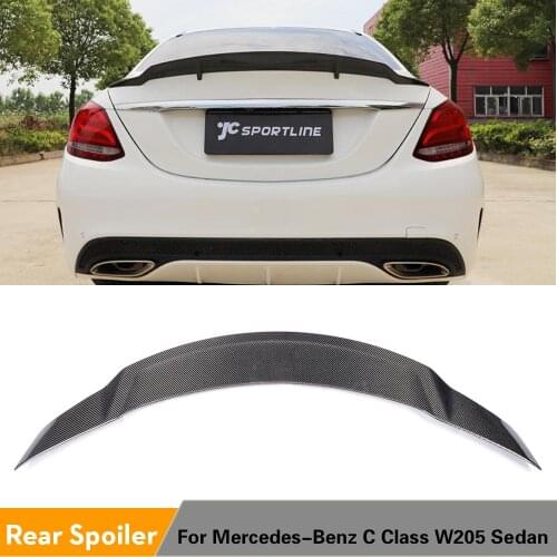 For Mercedes-Benz W205 C180 C200 C250 C300 C400 C63 AMG Sedan 4 Door 2015 - 2019 Rear Spoiler Trunk Wing Lip Carbon Fiber / FRP