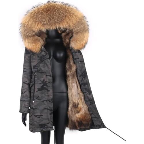 2021 Women Natural Real Fox Fur Collar Winter Jacket Big Fur Real Fur Coat Thick Loose Long Removable Fashion Coat