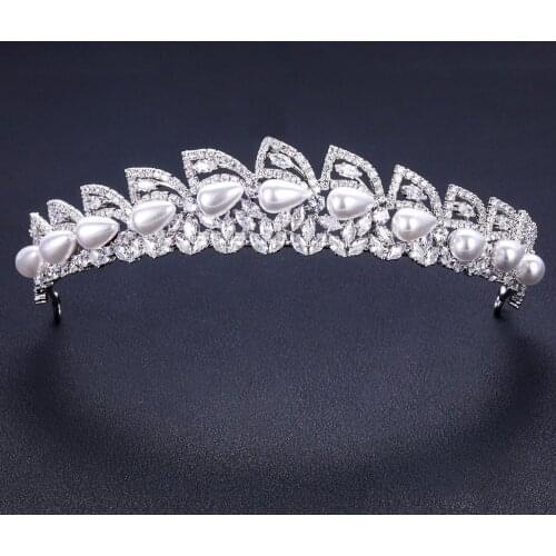 Jankelly Crystal Ladies Wedding Headpieces With cube zircon Wholesale Bridal Hair Accessories Headdress Bridal Hair Tiaras
