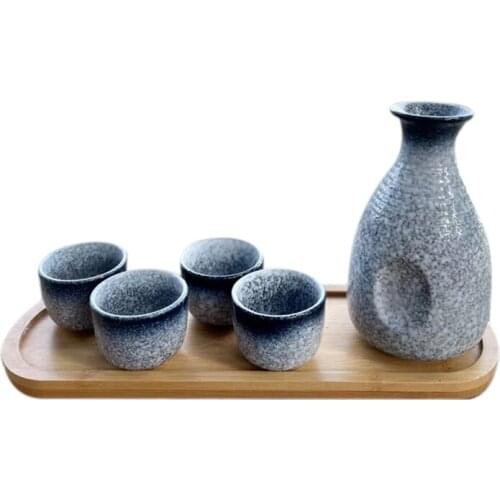 1 Set Exquisite Japanese Style Ceramics Sake Cup Sake Pot Retro Sake Set Japanese Retro Simple Ceramic Sake Cup and Pot