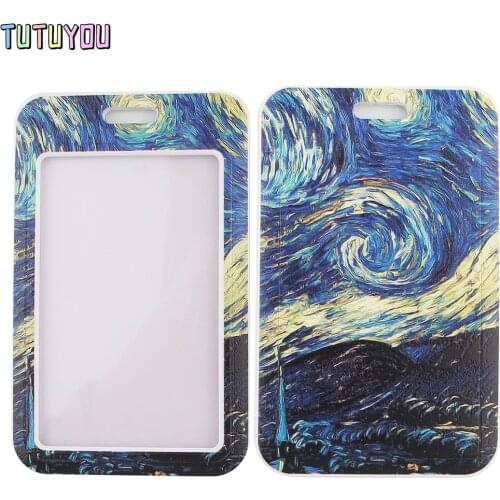 1pc PC2468 Starry Sky Creative Lanyard Card Holder Student Hanging Neck Phone Lanyard Badge Subway Access Card Holder