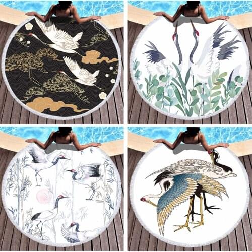 1 Piece Of Red-Crowned Crane Animal Print Beach Towels Microfiber Digital Pool Beach Towels Toalla Blanket Shower Beach Towels