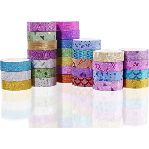 10 Pcs/Set Cute Rainbow Pastel Decorative Washi Tape Kawaii Glitter Adhesive Masking Tape For Scrapbooking Sticker Stationery