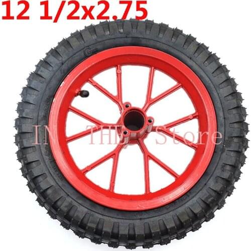 12.5 *2.75 Tire 12 inch with Aluminum Wheel Hub for Razor Dirt Bike Rocket 49CC MX350 MX400 Mini Dirtbike Red