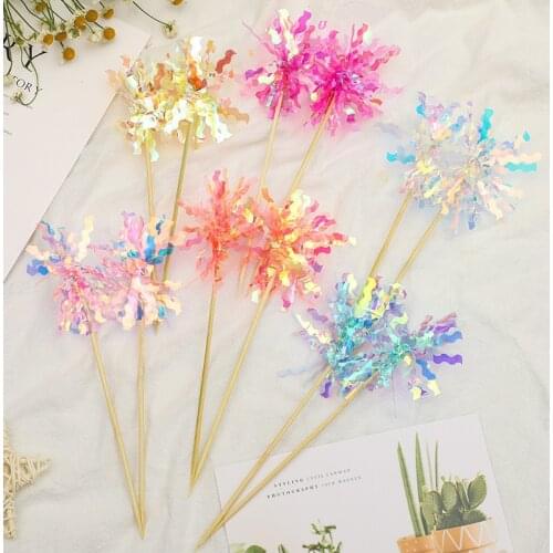 2pcs/set Flowers Style Happy Birthday Cake Toppers Gold Birthday Cake Topper Decor for Wedding Birthday Party Cake Decorations