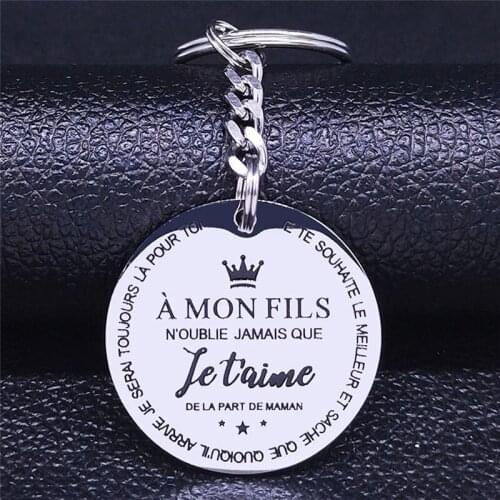 2021 A MON FILS Stainless Steel Key Chain TO MY SON Silver Color Key Chains Jewelry llaveros para hombre