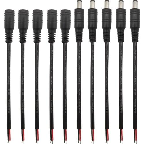 5/10Pcs 15CM 5.5x2.1mm 12V DC Power Male Female Pigtail Cable Wire Connector for CCTV Monitor Camera 5050 3528 LED Strip Light