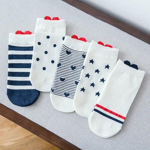 5PC/LOT Back Heart Stripe Dot Invisible Short Woman Summer Comfortable Cotton Girl Women Boat Socks Ankle Low Female