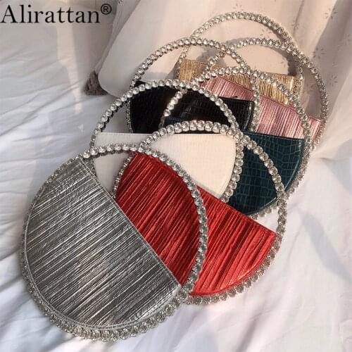 Alirattan New Diamond Evening Bag For Women Fashion Design Half Moon Party Clutch High Quality Luxury Wedding Bag Coin Purse INS