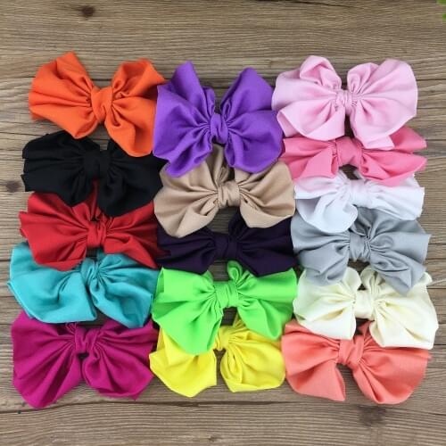 XIMA 4inch Satin Bows for Children and Kids Fabric Bows Without Clip Girls Hair Accessories 32pcs/lot
