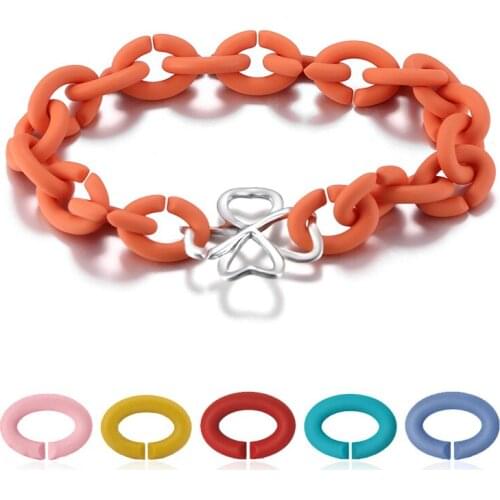 Valentines Day Gift Lucky Clover Bead Charm 10 color Bracelet Rubber x Bangles For Women DIY Jewelry