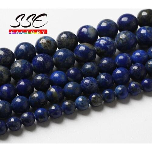 Top Quality Natural Lapis lazuli Stone Beads For Jewelry Making Round Loose Beads DIY Bracelet Necklace Accessories 4mm-12mm 15"