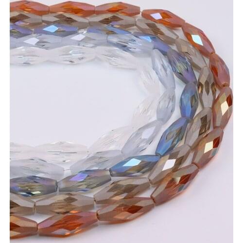 Eruifa 20pcs 6*16mm High Quality Half Plating Matt Glass Beads Jewelry DIY Hand Making Earring Necklace Bracelets More Colors