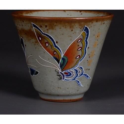 Ceramic Retro Tea Cup Porcelain Butterfly Teacup Vintage Drinkware Master Cup Tea Set Tea Bowl Home Decor