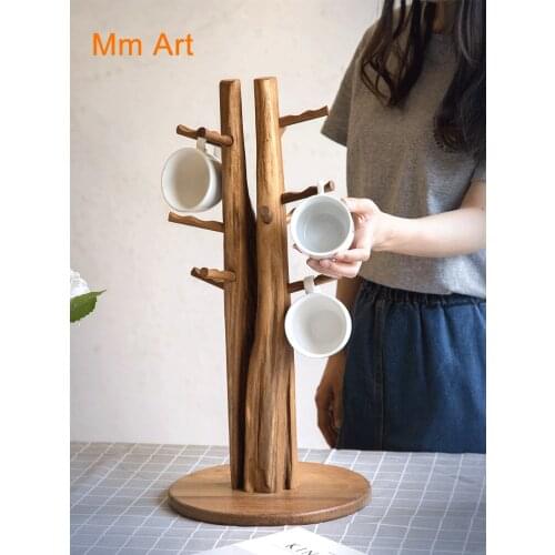 Solid Wood Creative Drain Cup Holder Water Cup Hanger Household Tea Cup Shelf Mug