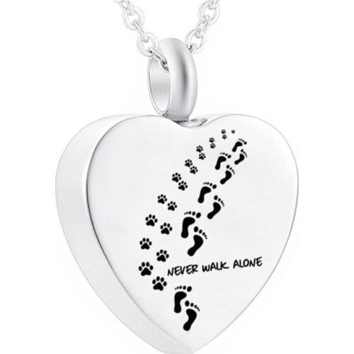 Stainless Steel Urn Pendant With Heart-Shaped Cremation Jewelry Footprints And Cats Claws To Commemorate The Dead Relatives/Pet