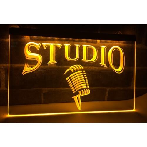 LB587- Studio On The Air Microphone Bar LED Neon Light Sign home decor crafts