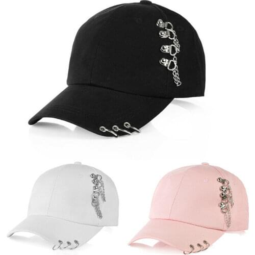 Fashion Piercing Ring Baseball Cap Punk Hip Hop Caps Cotton Adult Casual Solid Adjustable Unisex Caps Snapback
