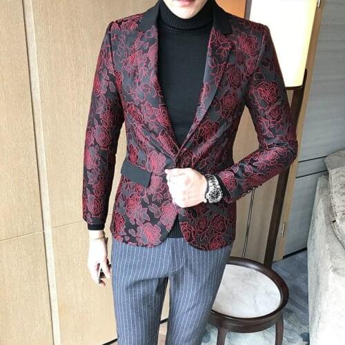 2020 New Print Blazer Fashion Mens Slim Club Stage Suit Jacket Mens Formal Wedding Blazer Prom Trailblazer Mens Clothing Men