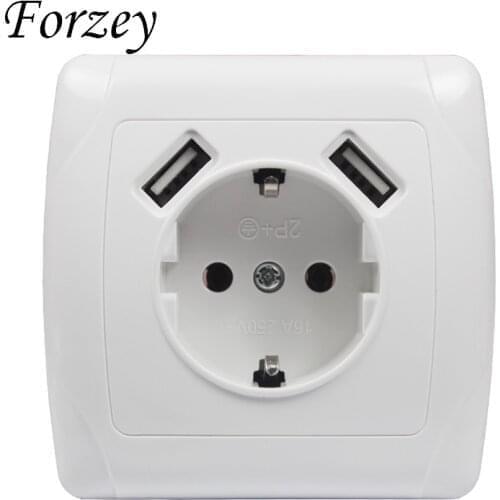 USB Wall Socket phone charger Free shipping Double USB Port 5V 2A Usb pared prise electrique prise usb murale steckdose F01