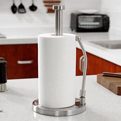 Stainless Iron Kitchen Table Roll Paper Towel Holder Stand Rack Organizer Storage Shelf Kitchen Bathroom Hardware Paper Holders