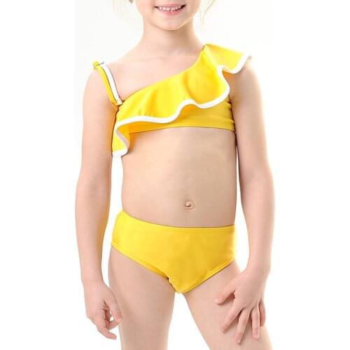 2021 New Girls Swimsuit Two Piece Ruffle Childrens Swimwear Kids Bikini Set Mother Daughter Infantil Summer Beachwear