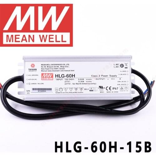 Original Mean Well HLG-60H-15B for Street/high-bay/greenhouse/parking meanwell 60W Constant Voltage Constant Current LED Driver