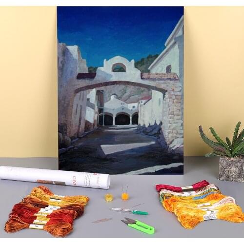 Landscape Ancient Greece Printed 11CT Cross Stitch Set DIY Embroidery DMC Threads Handiwork Handmade Handicraft Craft Decor