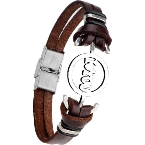 Woven Leather Bracelet Character Letter Lovers Leathers Bracelets Men Vintage Jewelry