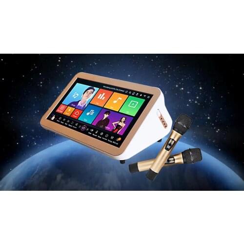 Karaoke system portable player with UHF wireless microphone and powered mixer amplifier speaker