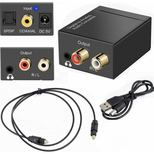 50set/lot Digital to Analog Audio Converter Digital Adapter Optic Coaxial RCA Toslink Signal to Analog Audio Converter RCA