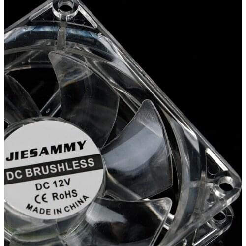 Transparent Cooling Fan PC Computer Case Brushless Cooling Fan 80mm 8025S DC 12V 4Pin Cooler