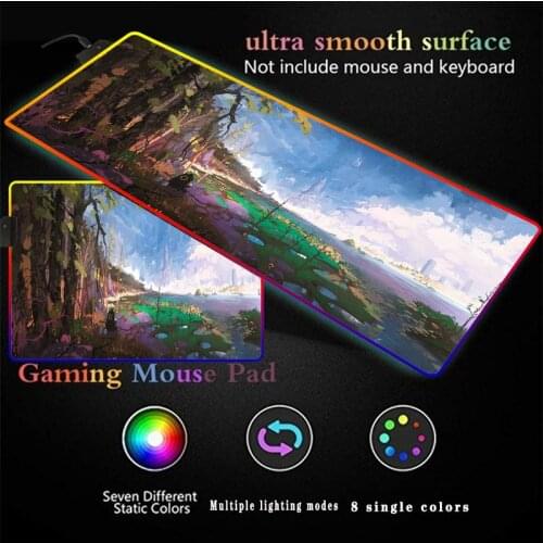 Natural Art Scenery RGB Luminous Gaming Mouse Pad Oversized Glowing USB LED Extended Keyboard Mat XXL Gamer Computer Mousepad