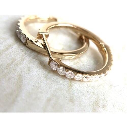 Genuine14K 585 Yellow Gold Mini Huggie Earrings Test Positive Lab Grown F Grade Moissanite Diamond Earrings For Women