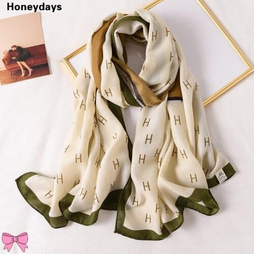 European Style Women Letter Print Cotton and Linen Scarf High Quality Seaside Sunscreen Shawl Beach Towel Lady Warm Neckerchief